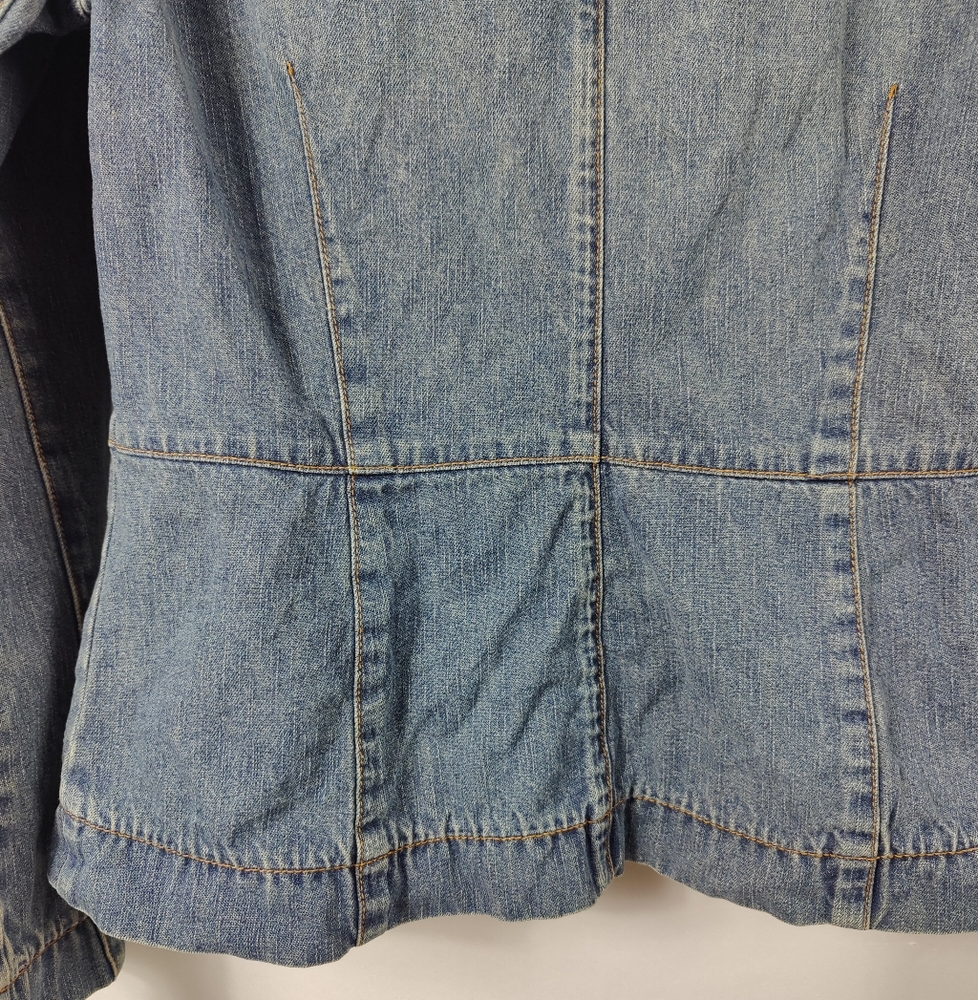 Willi Smith Women's 100% Cotton Embellished Jean Denim Jacket Blazer, Sz M - Picture 4 of 9